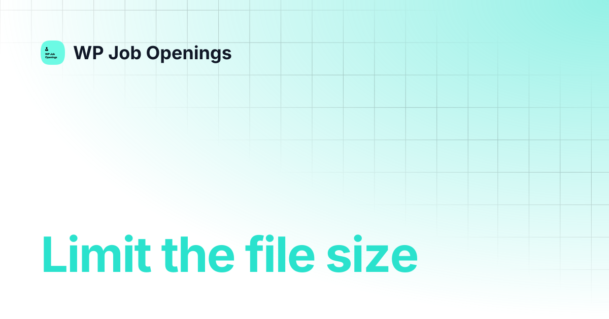 Limit the file size | WP Job Openings